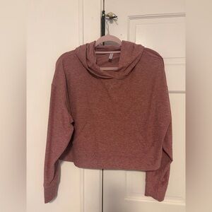 Cropped Lightweight Hoodie in Dusty Mauve